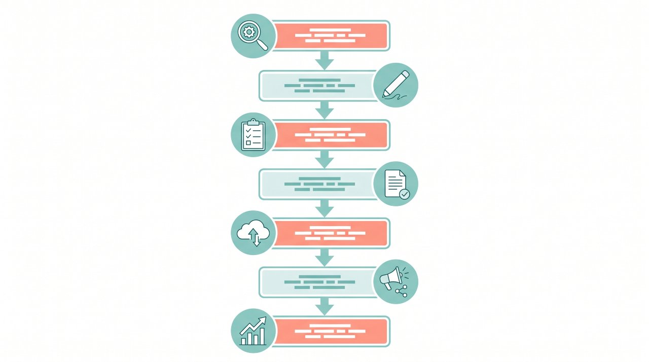 Step-by-step AI blogging workflow infographic for beginner bloggers 2026